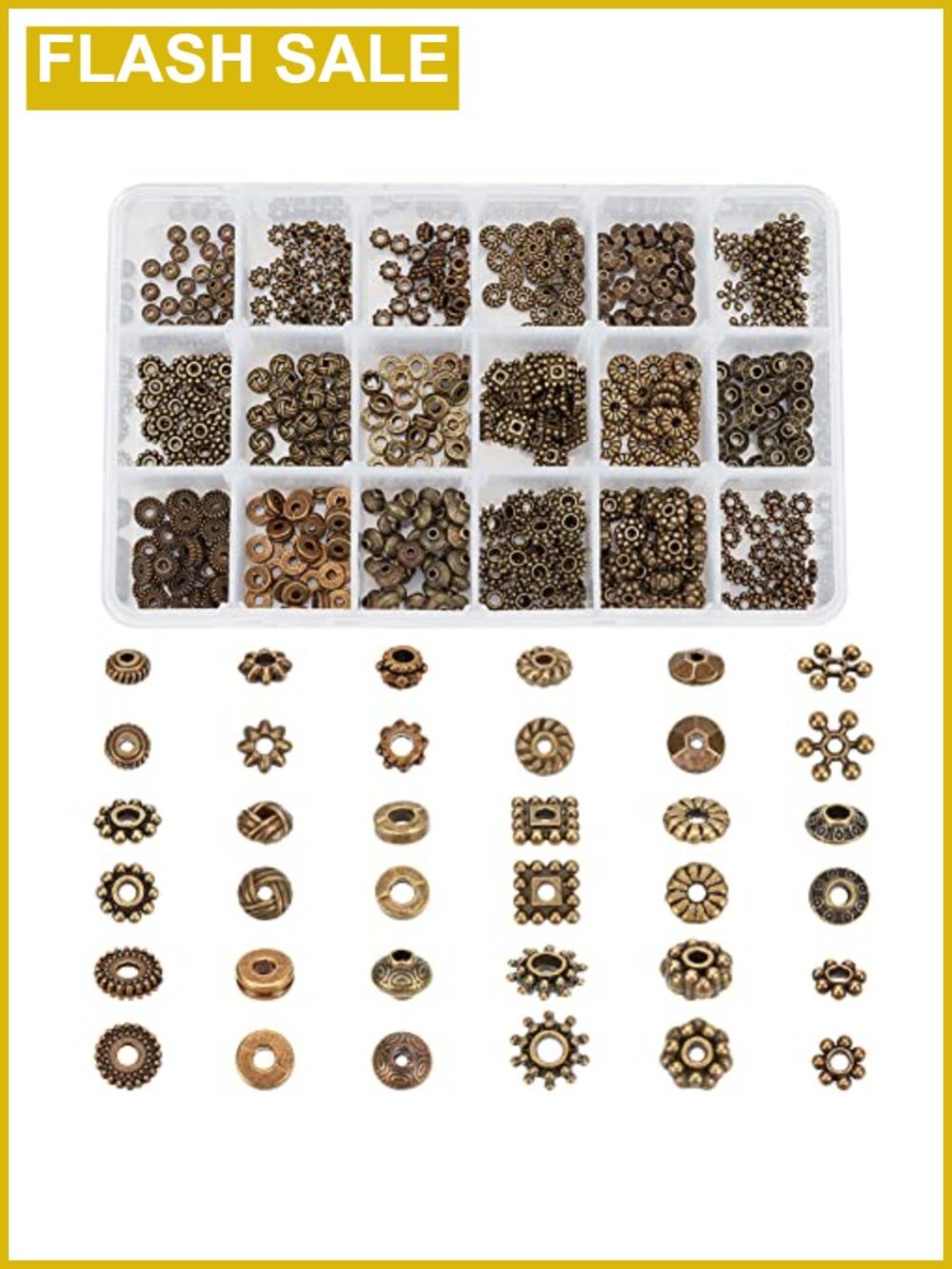 540pcs Tibetan Spacer Beads Antique Bronze Metal Jewelry Making DIY Craft 18